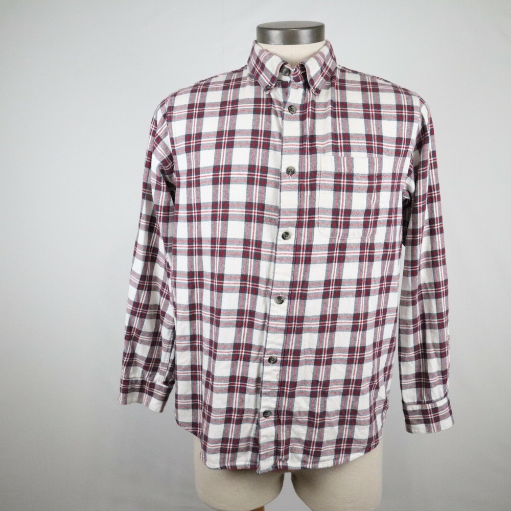 Magellan Flannel Shirt Mens Medium Casual Pocket Button Up‎ Plaid Long Sleeve